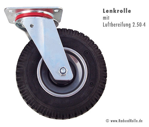 Lenkrolle mit Luftrad 2.50-4 (225 x 65 mm)