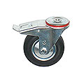 Doppelstopp-Lenkrolle mit Rückenloch und Vollgummirad 125x38mm