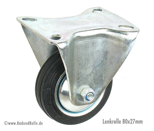 Bockrolle mit Vollgummirädern 80x25 mm 