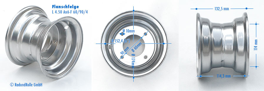 Stahlflanschfelge 4.50Ax6 4/60/90