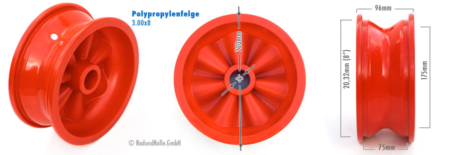 Kunststoff-Felge 3.00Ax8 aus Polypropylen (PP)