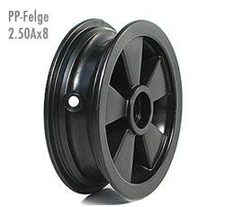 Polypropylen-Wabenfelge schwarz 2.50Ax8 H2, Tubeless-Felge