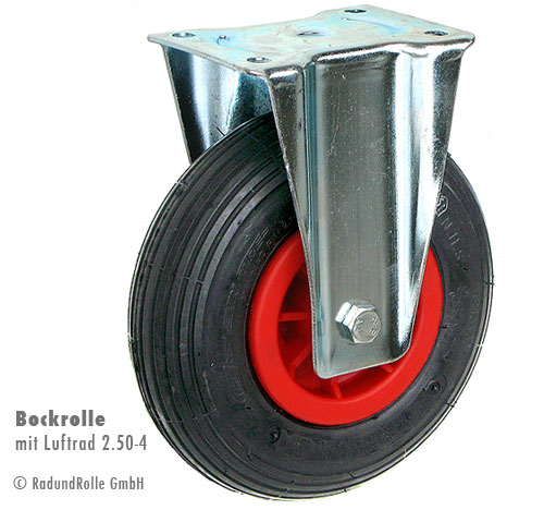 Bockrolle mit Luftbereifung 215x65mm 2.50-4 auf Kunststoff-Felge