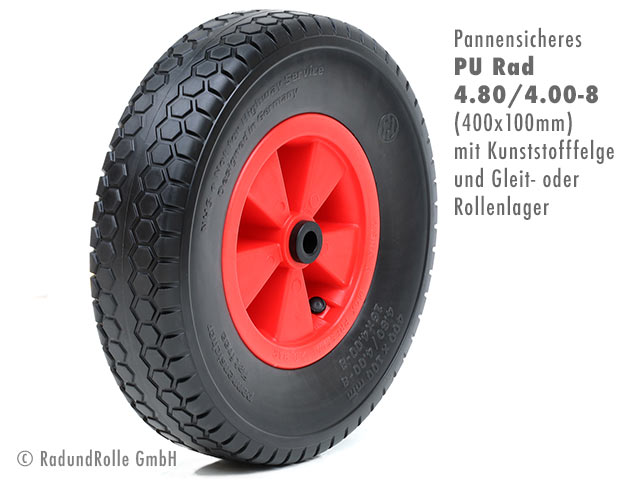 Pannensicheres PU-Rad aus hochdichtem Polyurethan mit PP-Kunststofffelge