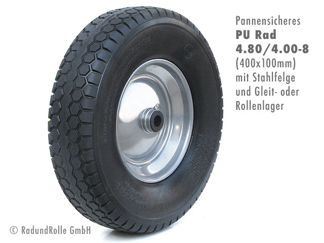 Pannensicheres PU-Rad aus hochdichtem Polyurethan mit verstärkter Stahlfelge