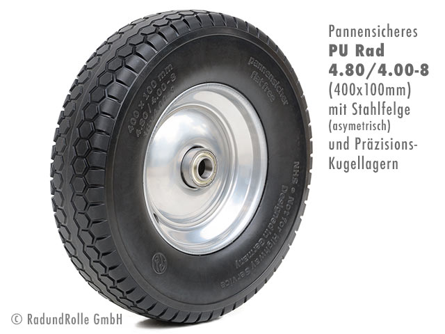 Pannensicheres PU-Rad aus hochdichtem Polyurethan mit verstärkter Stahlfelge