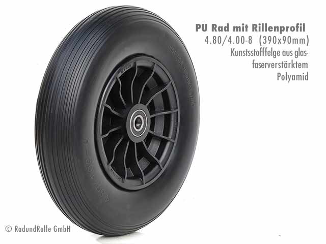 Pannensicheres PU-Rad aus hochdichtem Polyurethan mit Kunststoff-Speichenfelge aus glasfaserverstärktem Polyamid