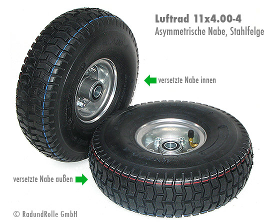 Aufsitzmäherrad 11x4,00-4 mit Stahlfelge