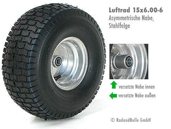 Rasentraktorreifen 15x6.00-6 (360 x 150 mm) mit Kugellager