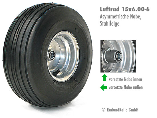 Rasentraktorreifen 15x6.00-6 (360 x 150 mm) mit Kugellagernabe