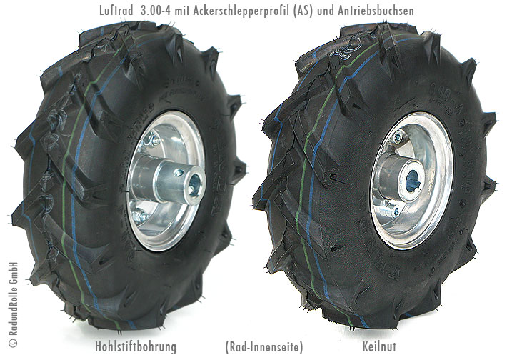 Ackerschlepperrad 3.00-4 mit Antriebsnabe, Federkeil oder Hohlstift-Bolzen